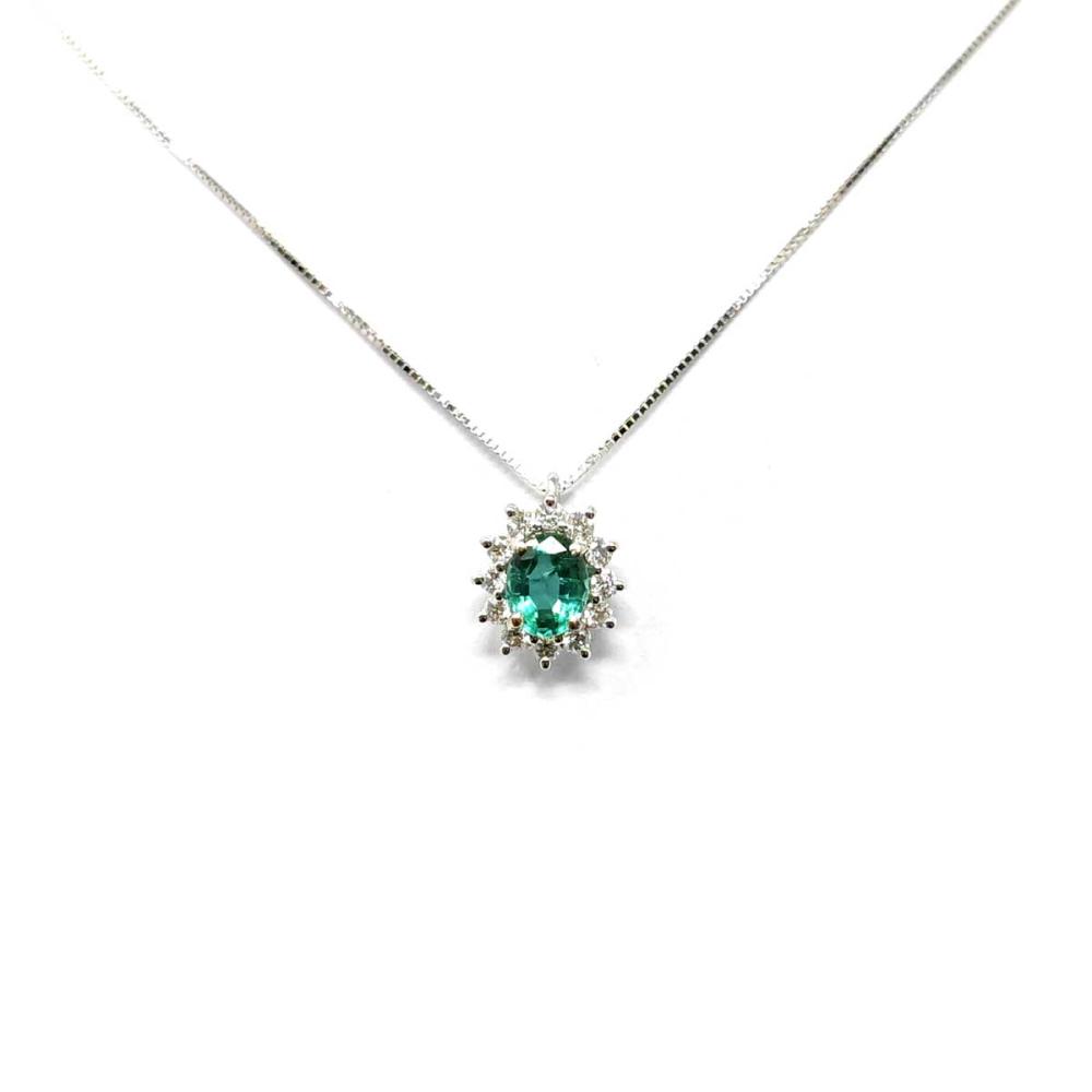 Pendente con Smeraldo CT 0.60 e Diamanti CT 0.25