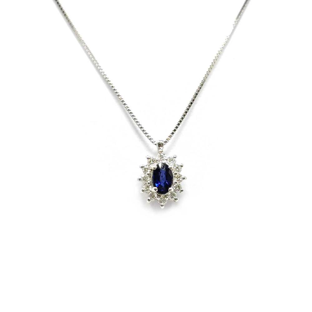 Pendente con Zaffiro CT 0.15 e Diamanti CT 0.30