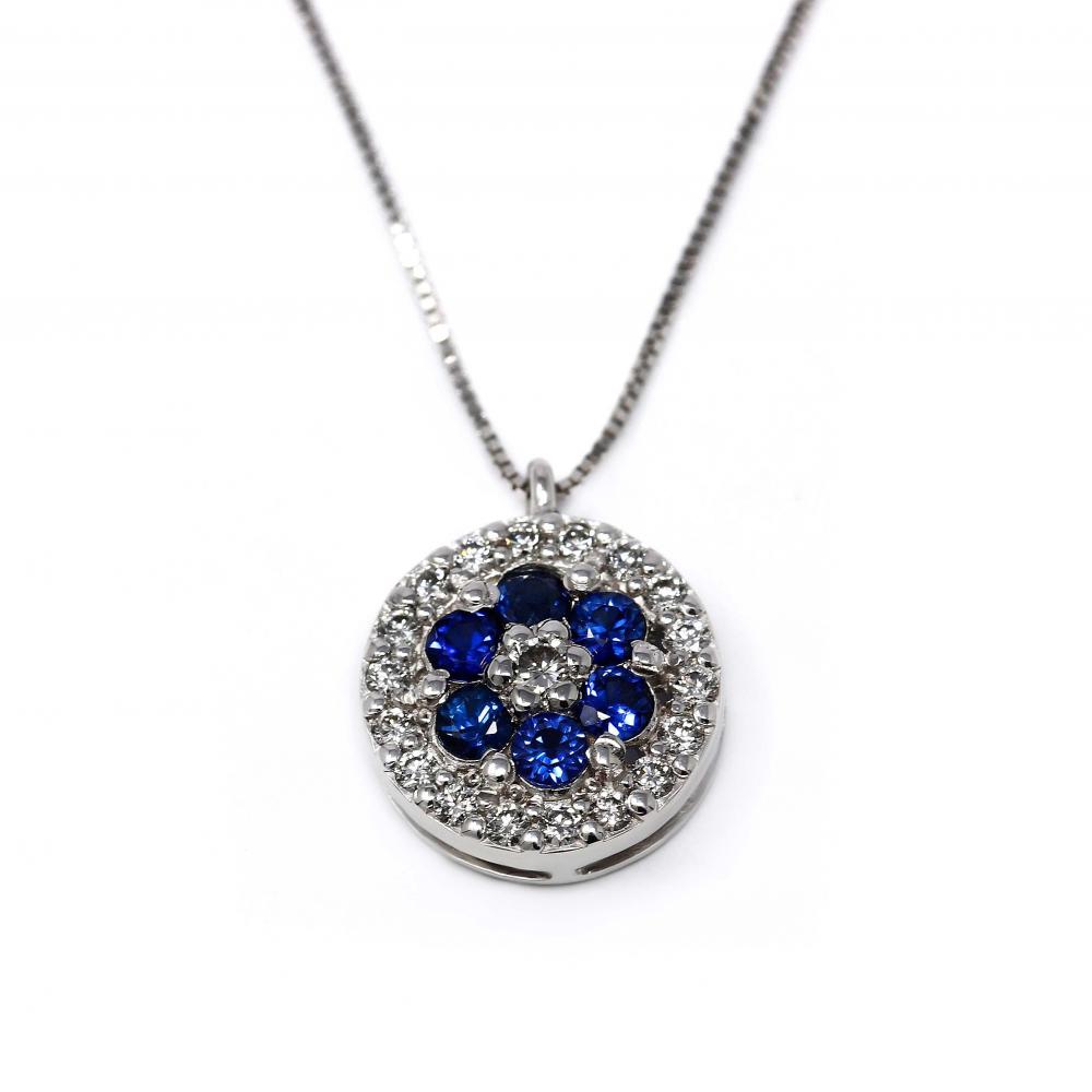 Pendente con Zaffiri CT 0.30 e Diamanti CT 0.17