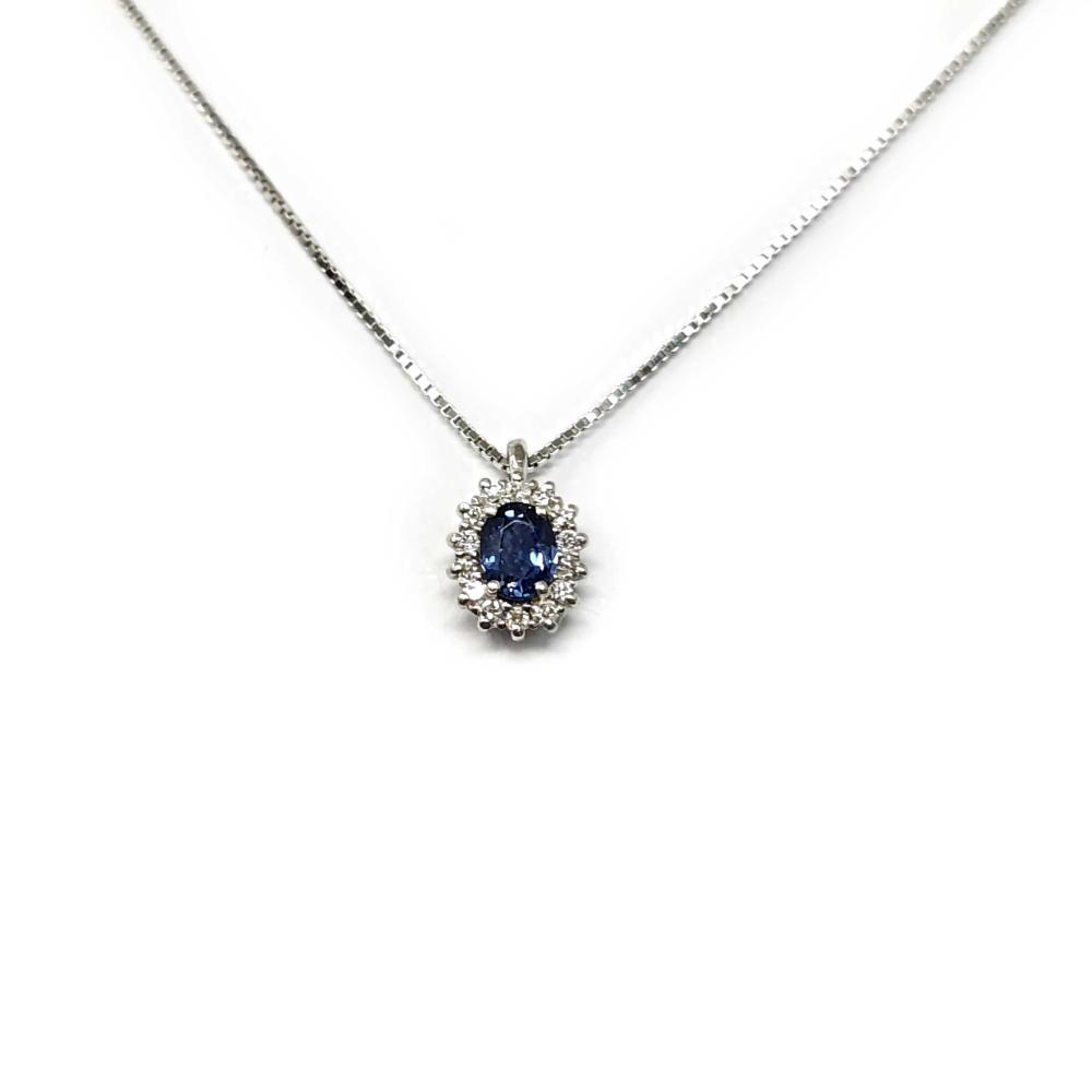 Pendente con Zaffiro CT 0.20 e Diamanti CT 0.06