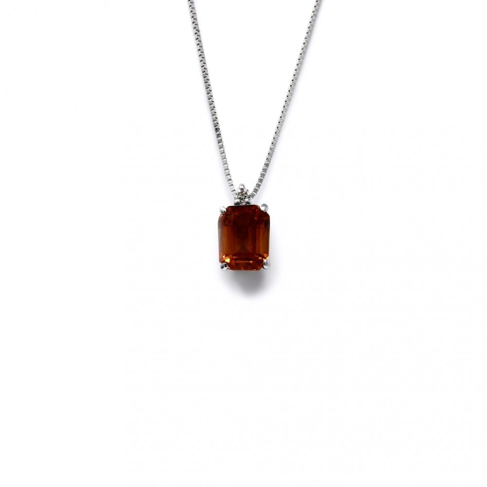 Pendente con Zaffiro Orange e Diamanti