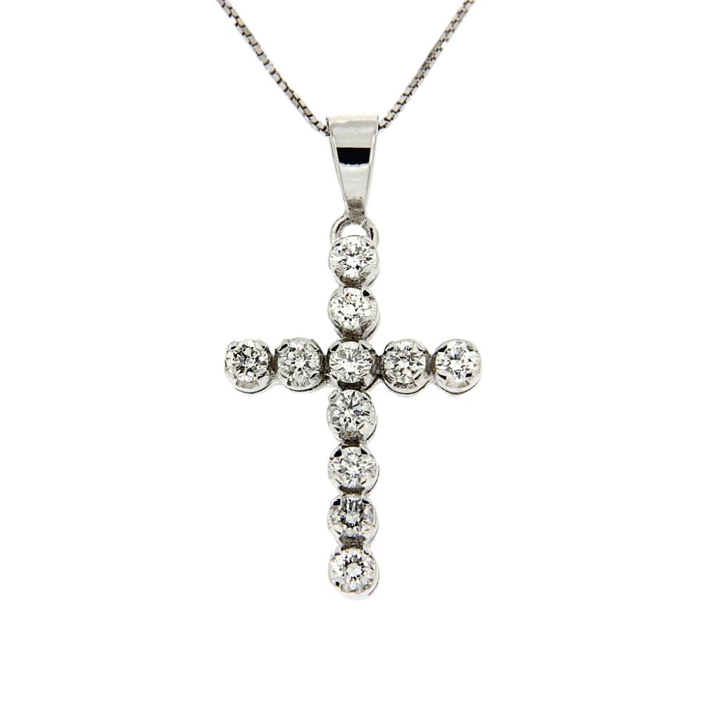 Pendente Croce con 11 Diamanti CT 0.62