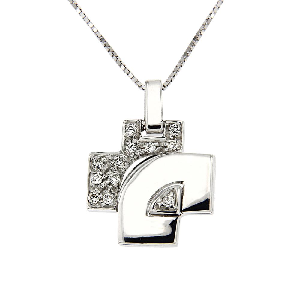 Pendente Croce con 12 Diamanti CT 0.08