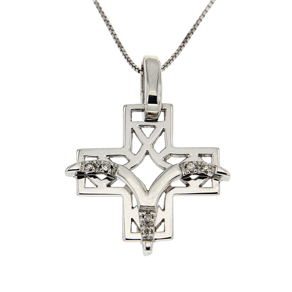 Pendente Croce con Diamanti CT 0.04