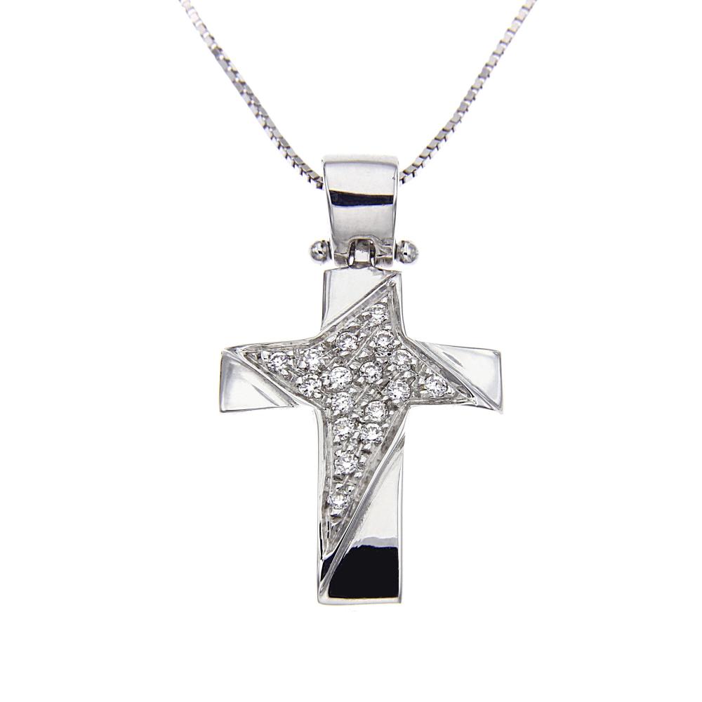 Pendente Croce con Diamanti CT 0.12