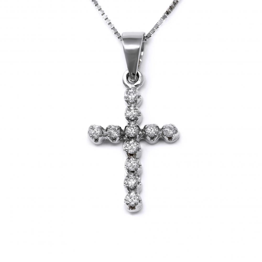 Pendente Croce con Diamanti CT 0.15