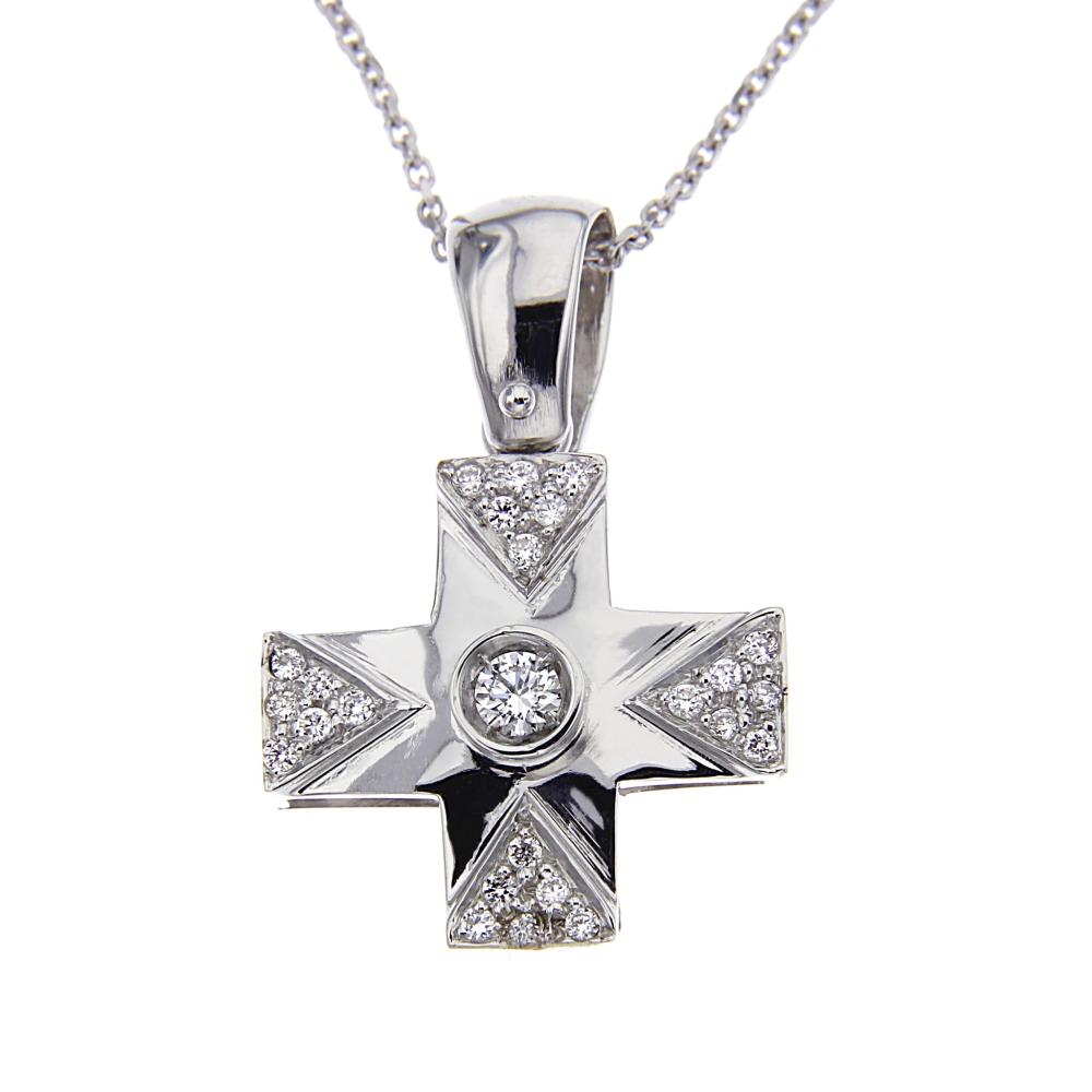 Pendente Croce con Diamanti CT 0.18