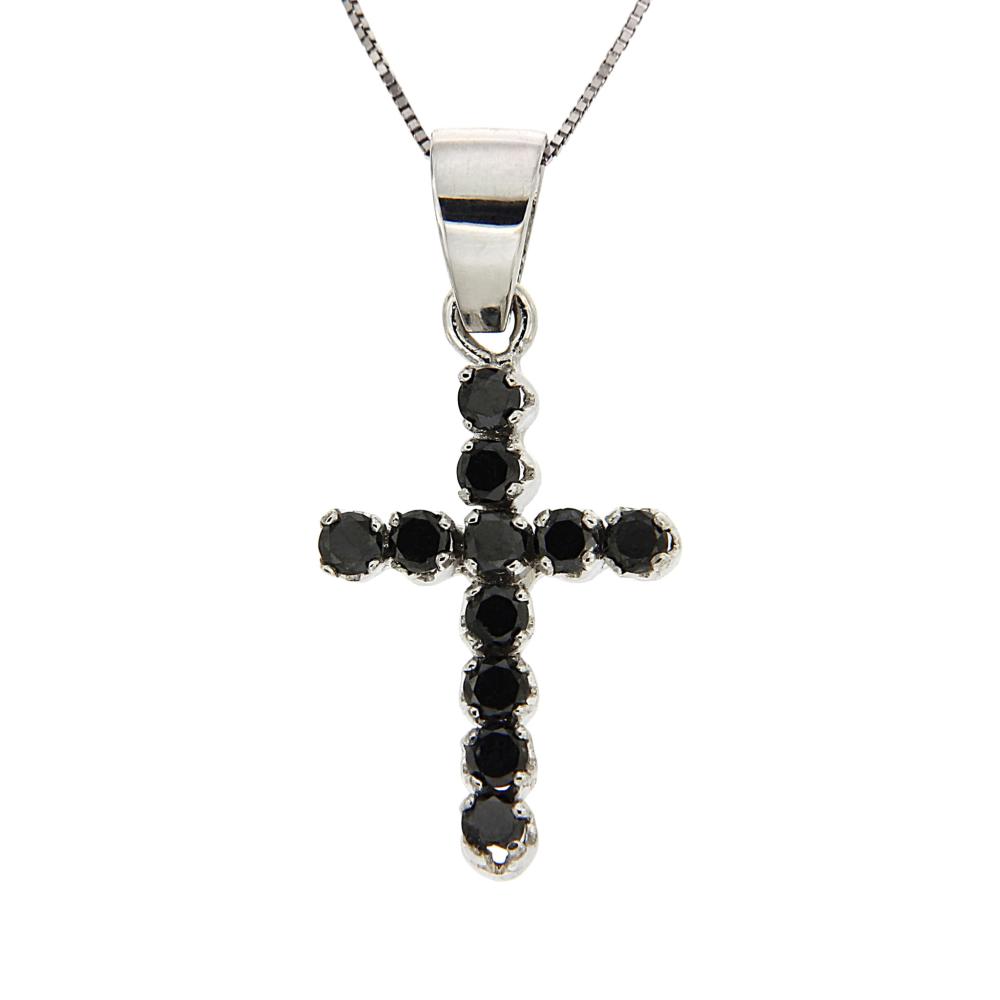 Pendente Croce con Diamanti Neri CT 0.33