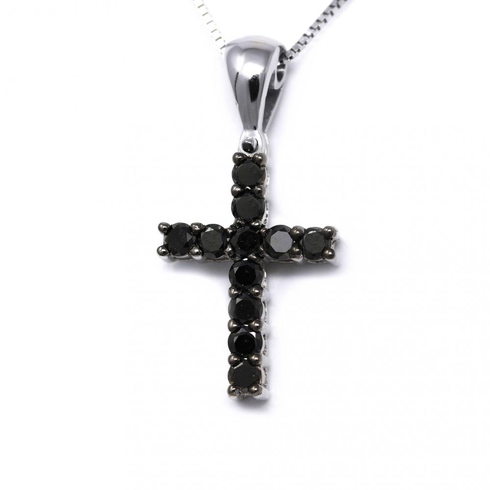 Pendente Croce con Diamanti Neri CT 0.30