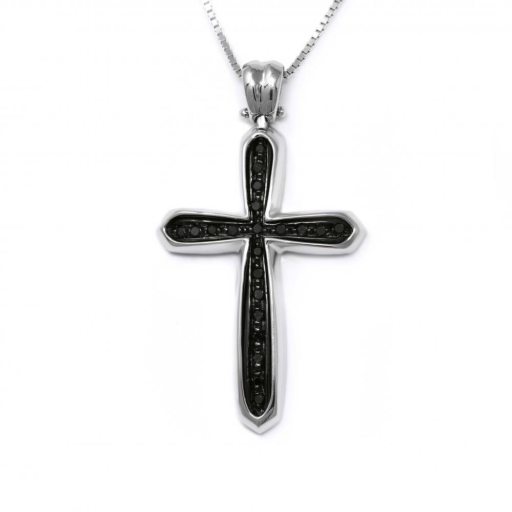 Pendente Croce con Diamanti Neri CT 0.09
