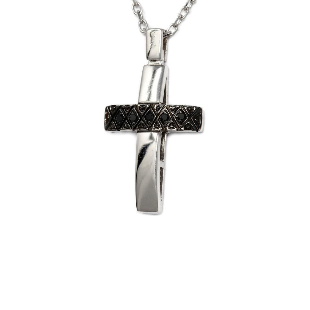 Pendente Croce con Diamanti Neri CT 0.05