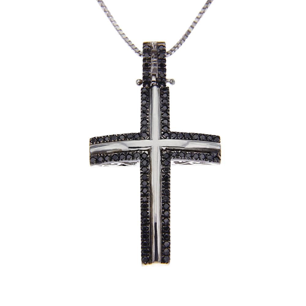 Pendente Croce Diamanti Neri CT 0.34