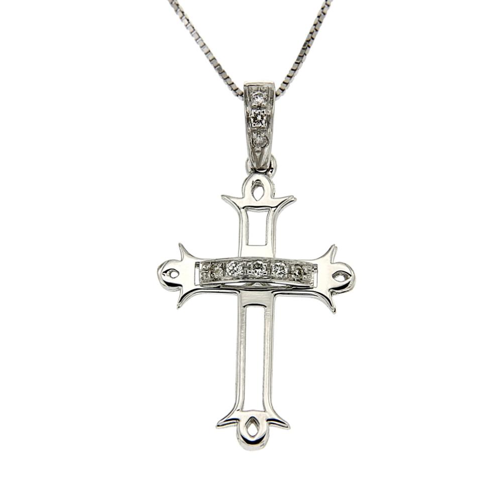 Pendente Croce Fantasia con Diamanti CT 0.06