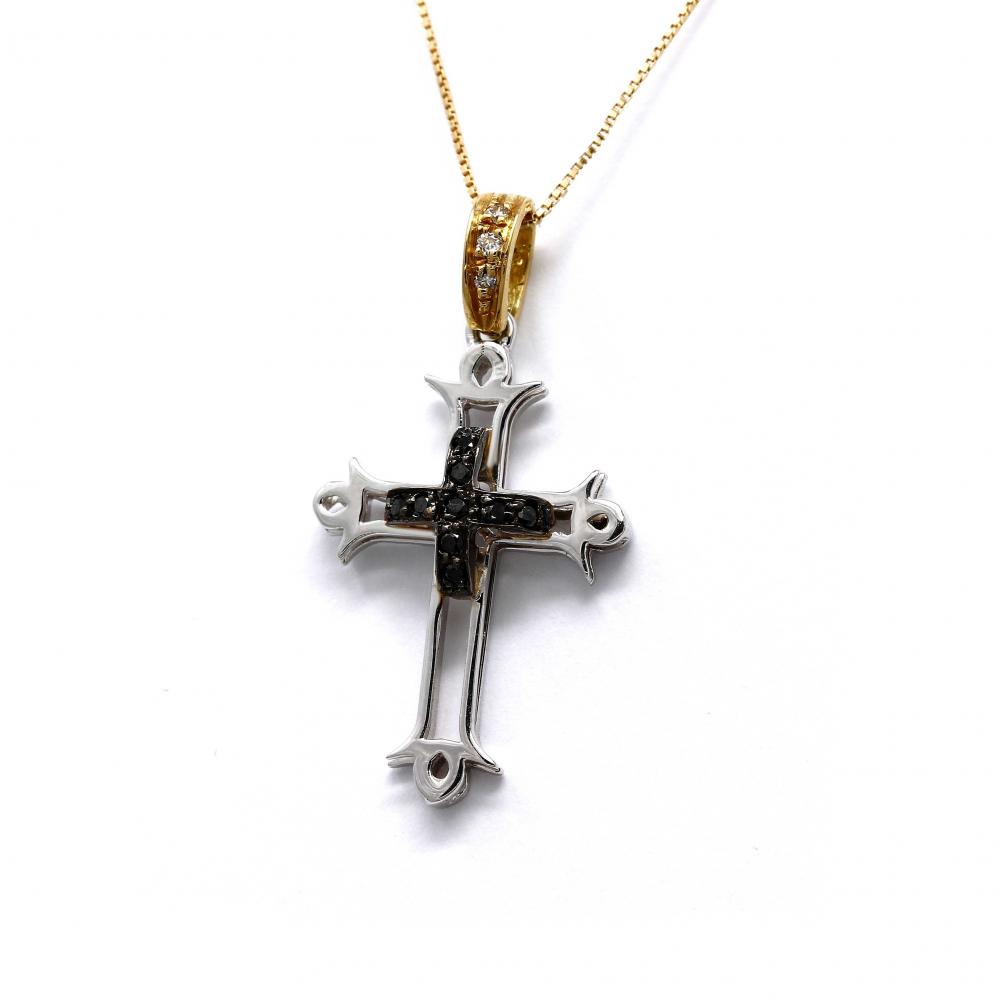 Pendente Croce con Diamanti neri CT 0.05