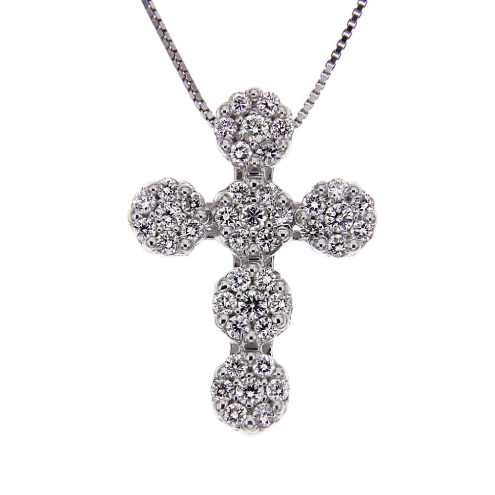 Pendente Croce Rosetta Battuta CT 0.51