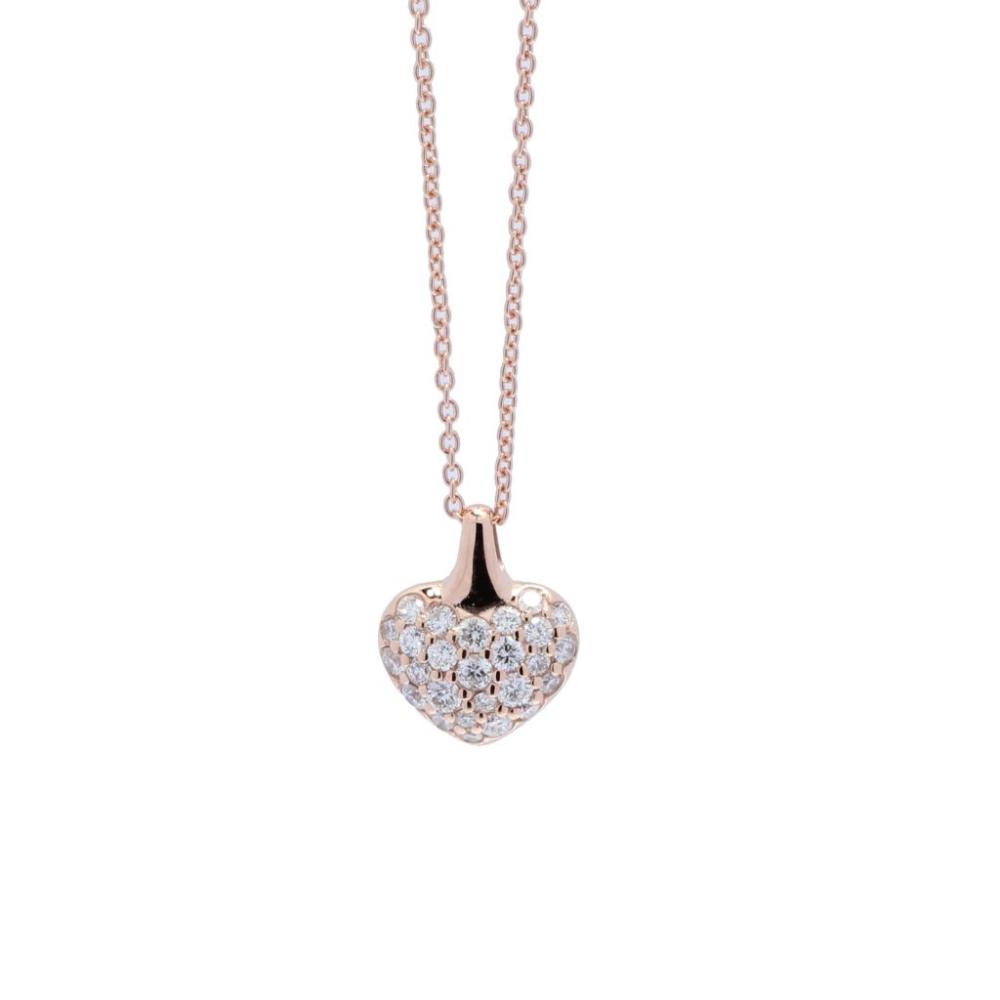 Pendente Cuore in Oro Rosa e Diamanti CT 0.31