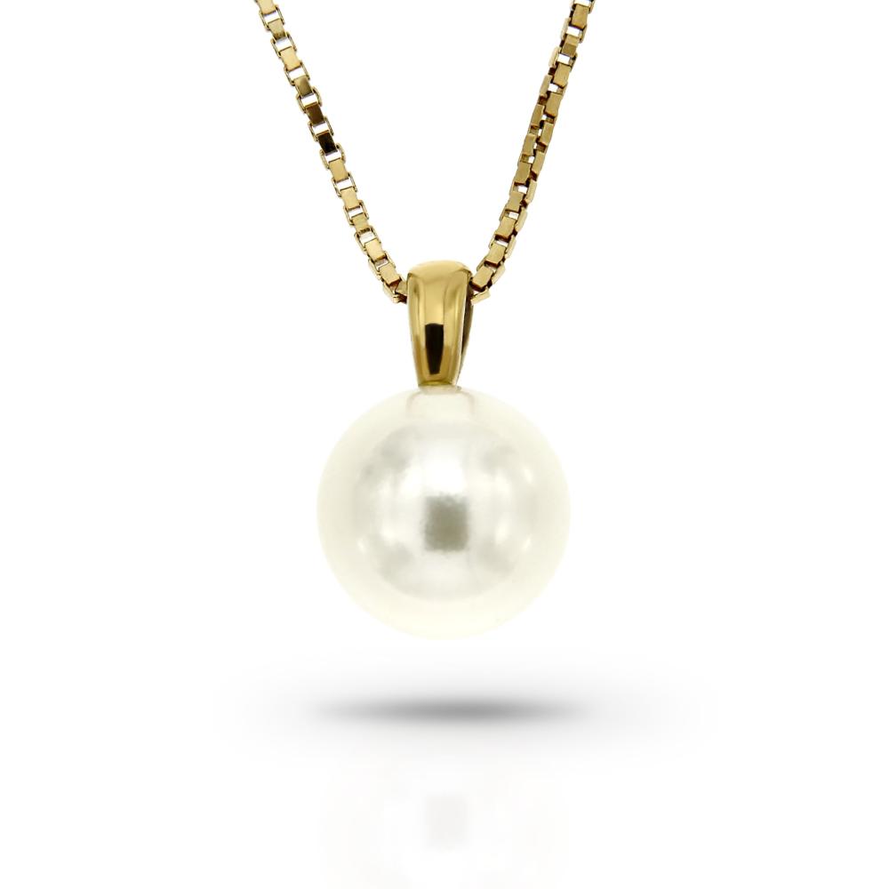 Pendente in Oro Giallo e Perla 9/9.5mm Mikimoto