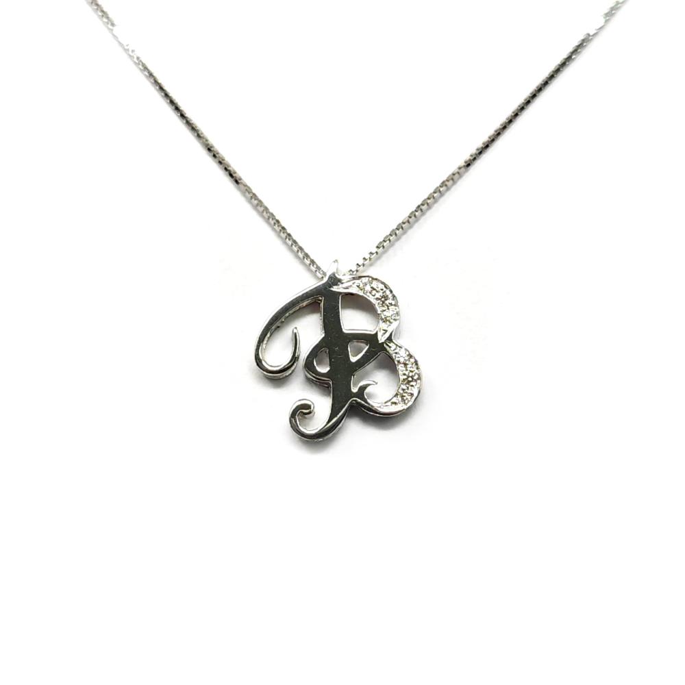 Pendente Lettera B in Corsino con Diamanti CT 0.03