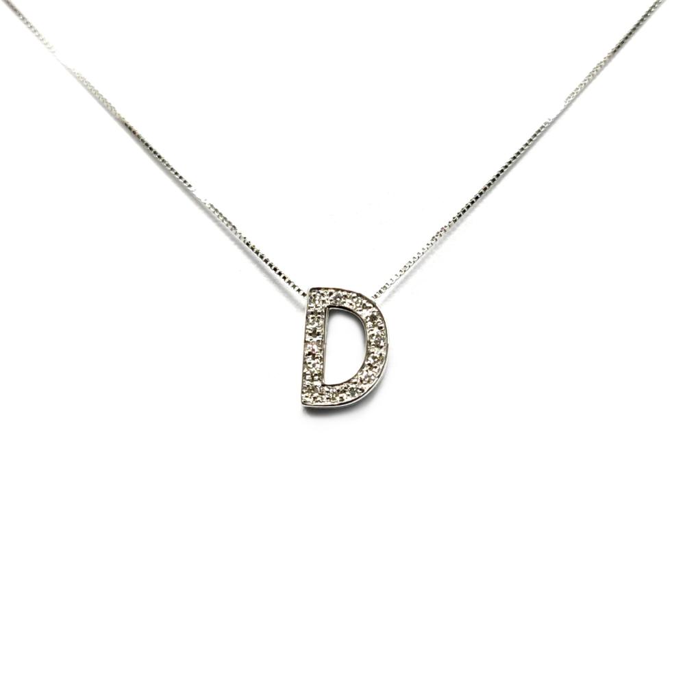 Pendente Lettera D con Diamanti CT 0.07