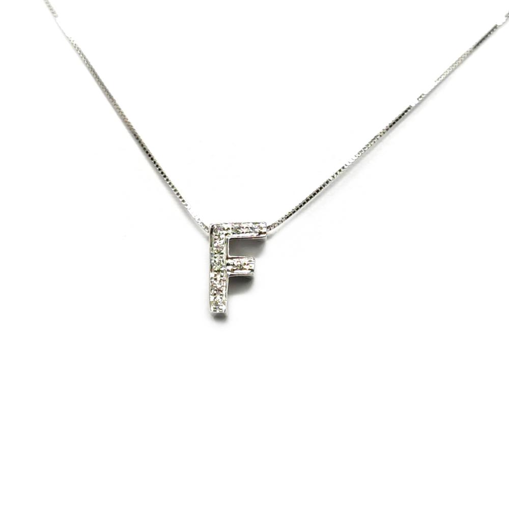 Pendente Lettera F con Diamanti CT 0.04