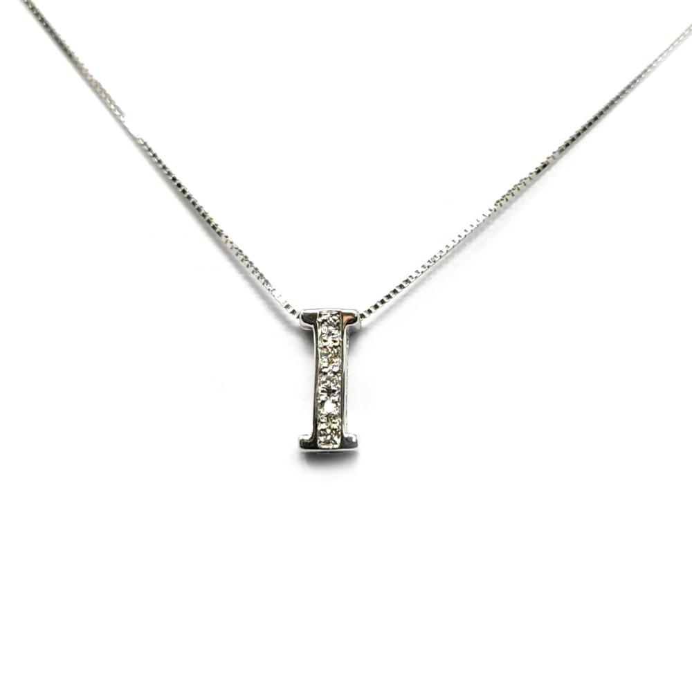 Pendente Lettera I con Diamanti CT 0.02