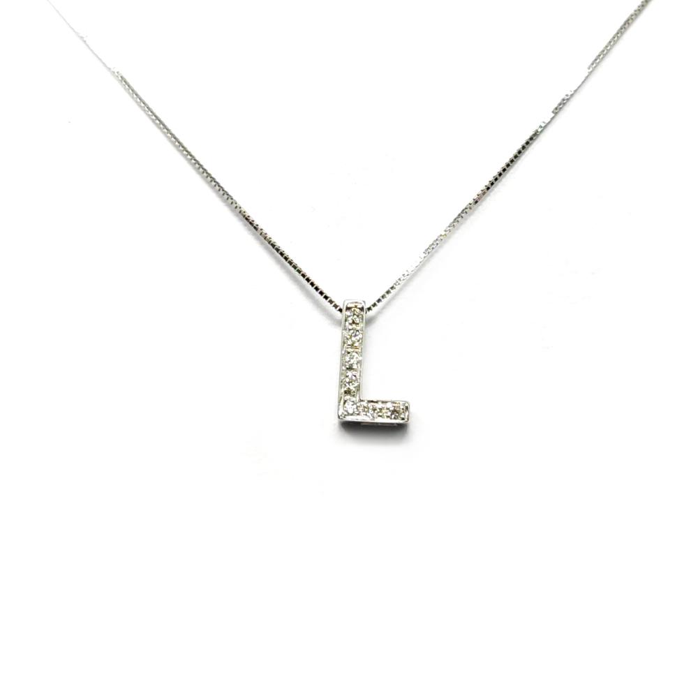 Pendente Lettera L con Diamanti CT 0.03