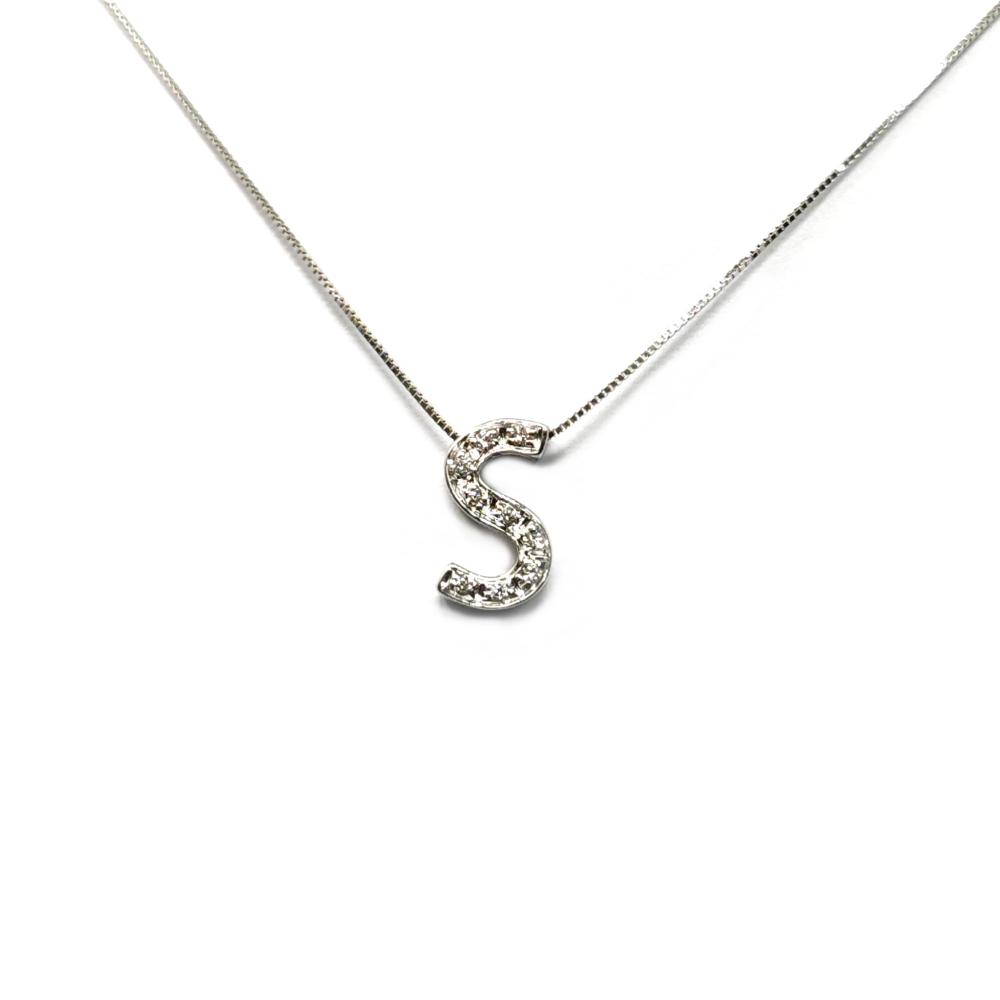 Pendente Lettera S con Diamanti CT 0.04