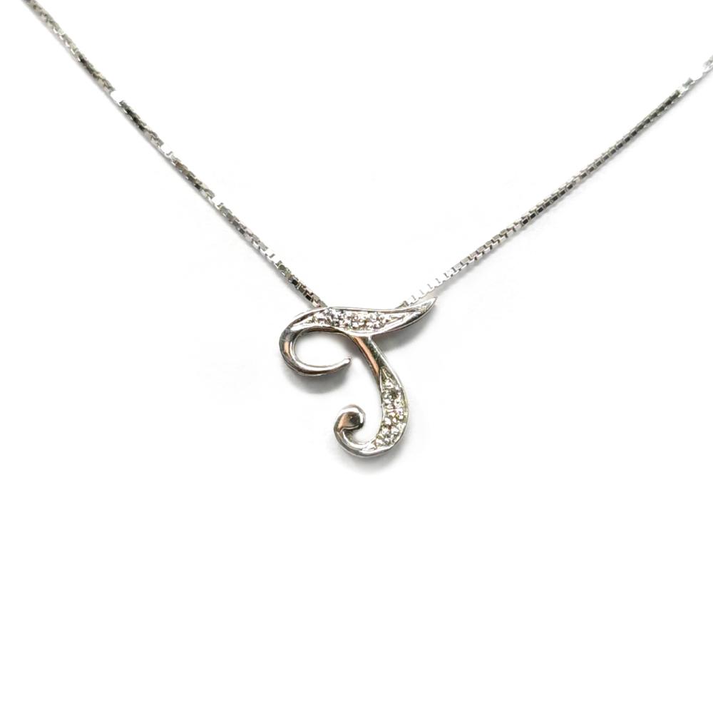 Pendente Lettera T con in Corsivo Diamanti CT 0.03