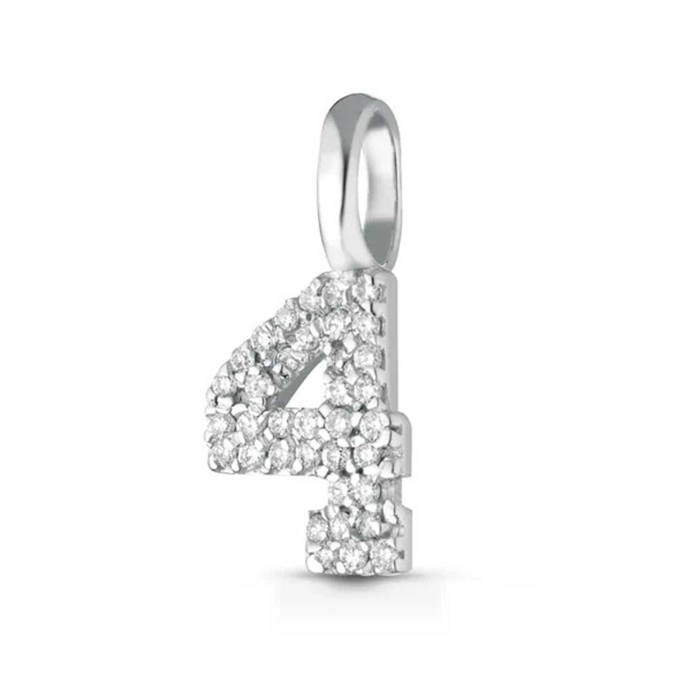 Pendente Numero 4 con Diamanti CT 0.12
