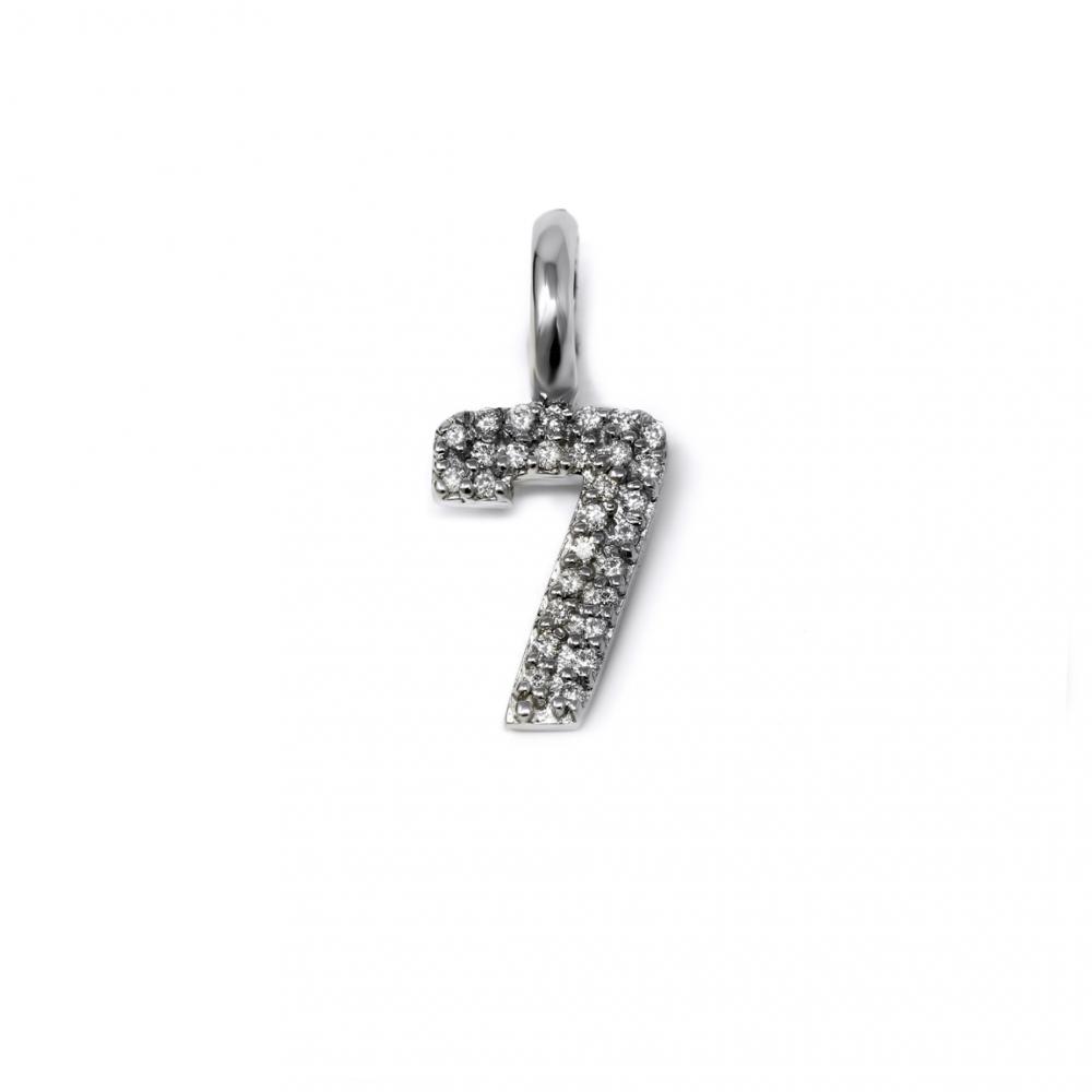 Pendente Numero 7 con Diamanti CT 0.12