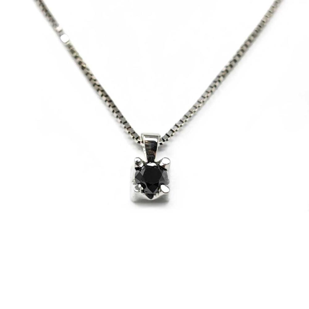Pendente Punto Luce con Diamante Nero CT 0.20