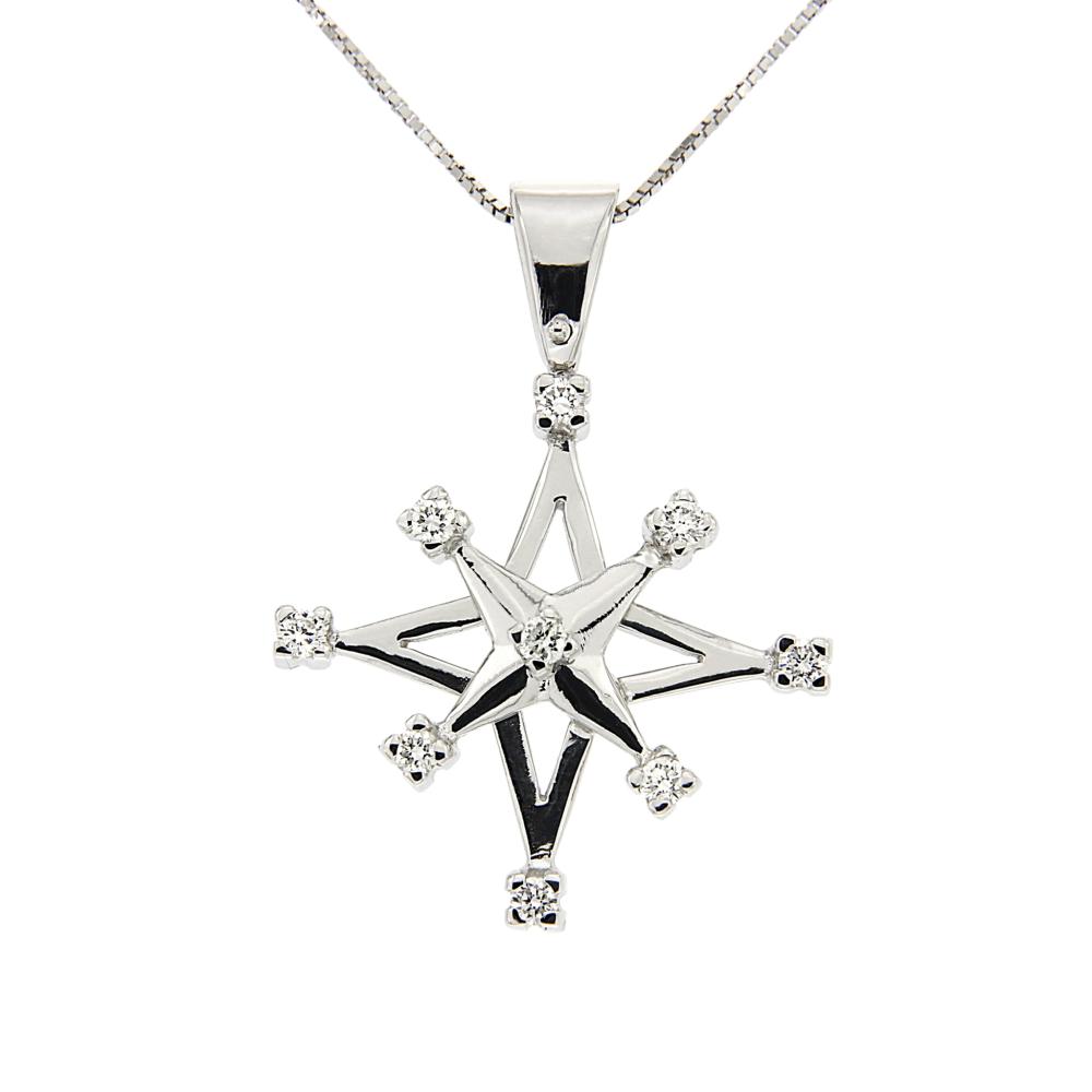 Pendente Rosa dei Venti con 9 Diamanti CT 0.09