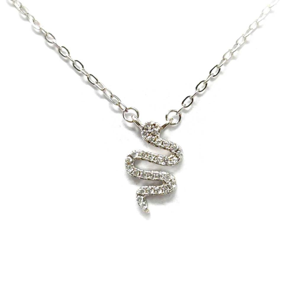 Pendente serpente in argento con zirconi