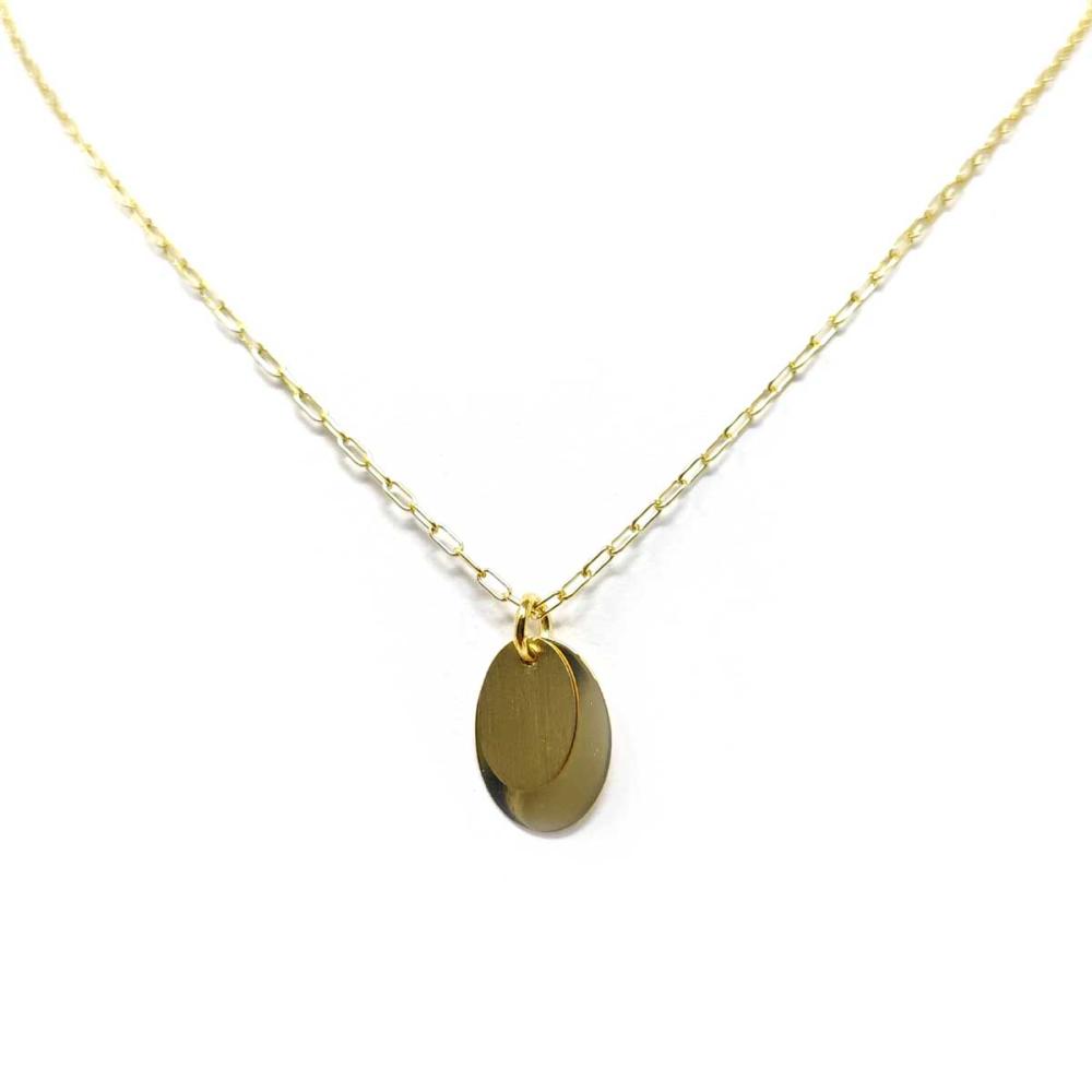 Pendente stilizzato ovale in argento dorato