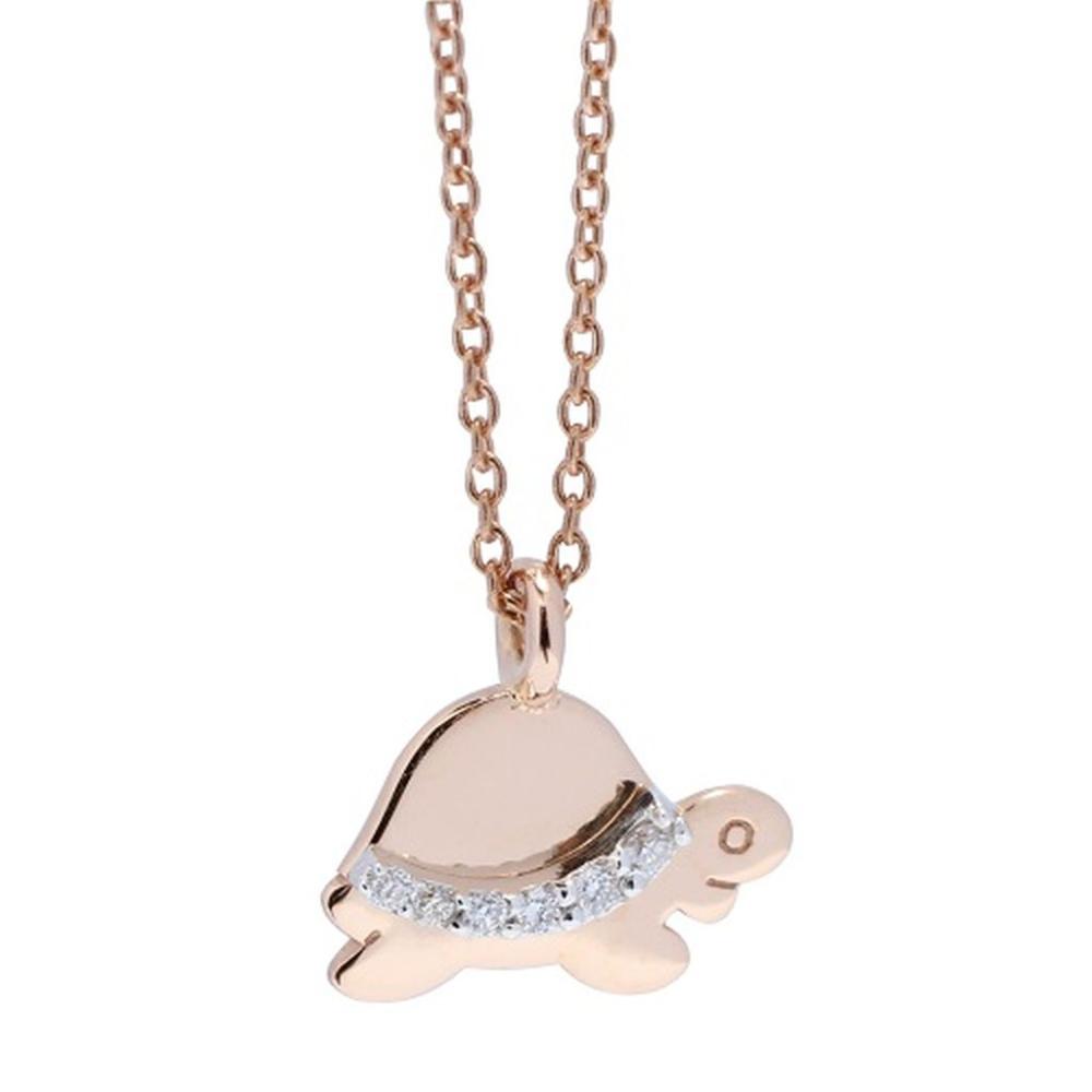 Pendente Tartaruga in Oro Rosa e Diamanti CT 0.05