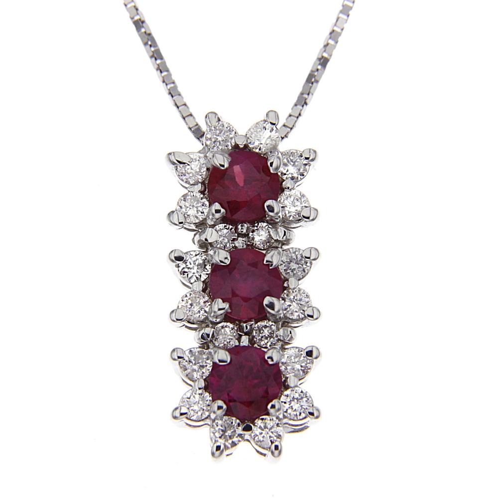 Pendente Trilogy con Diamanti CT 0.35 e Rubini CT 0.60