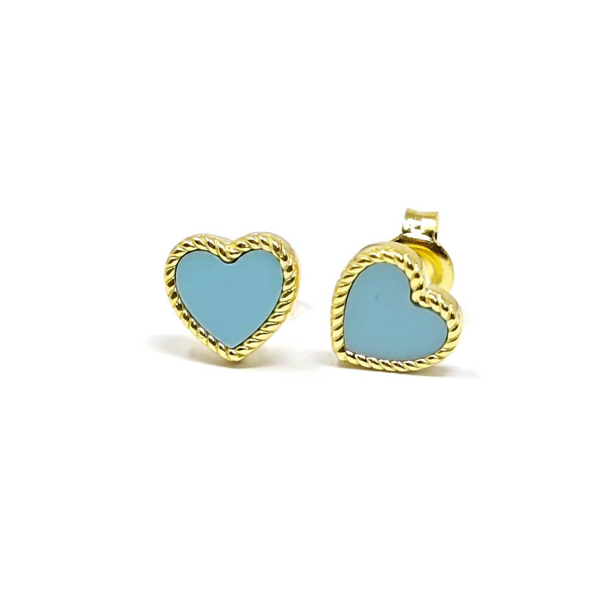 Orecchino a cuore in argento con pietre colorate