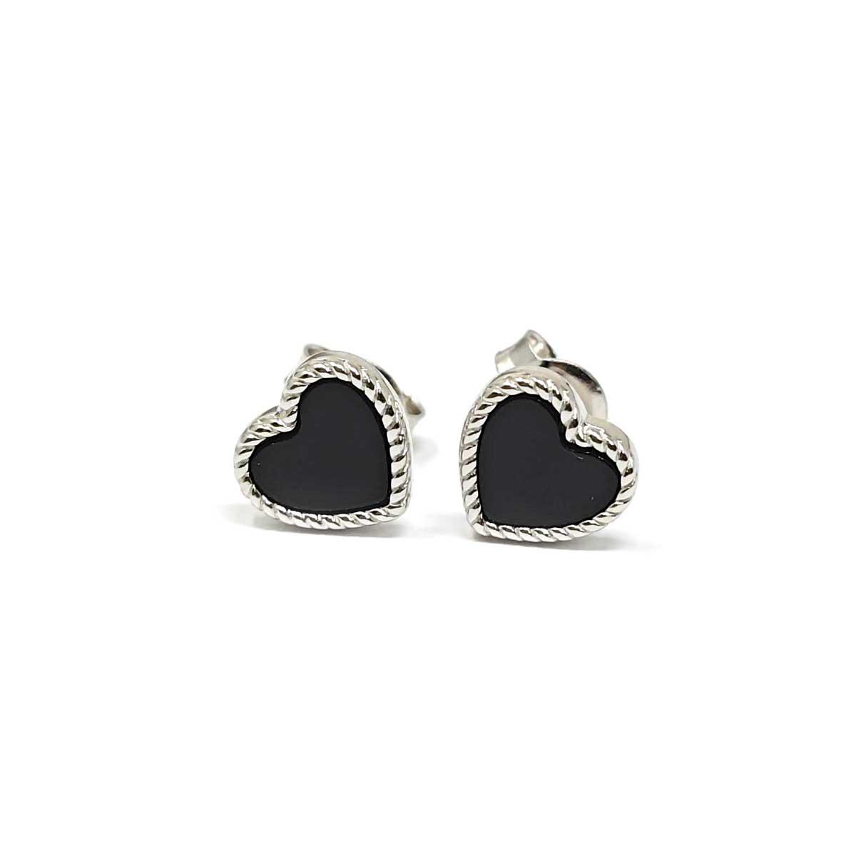 Orecchino a cuore in argento con pietre colorate