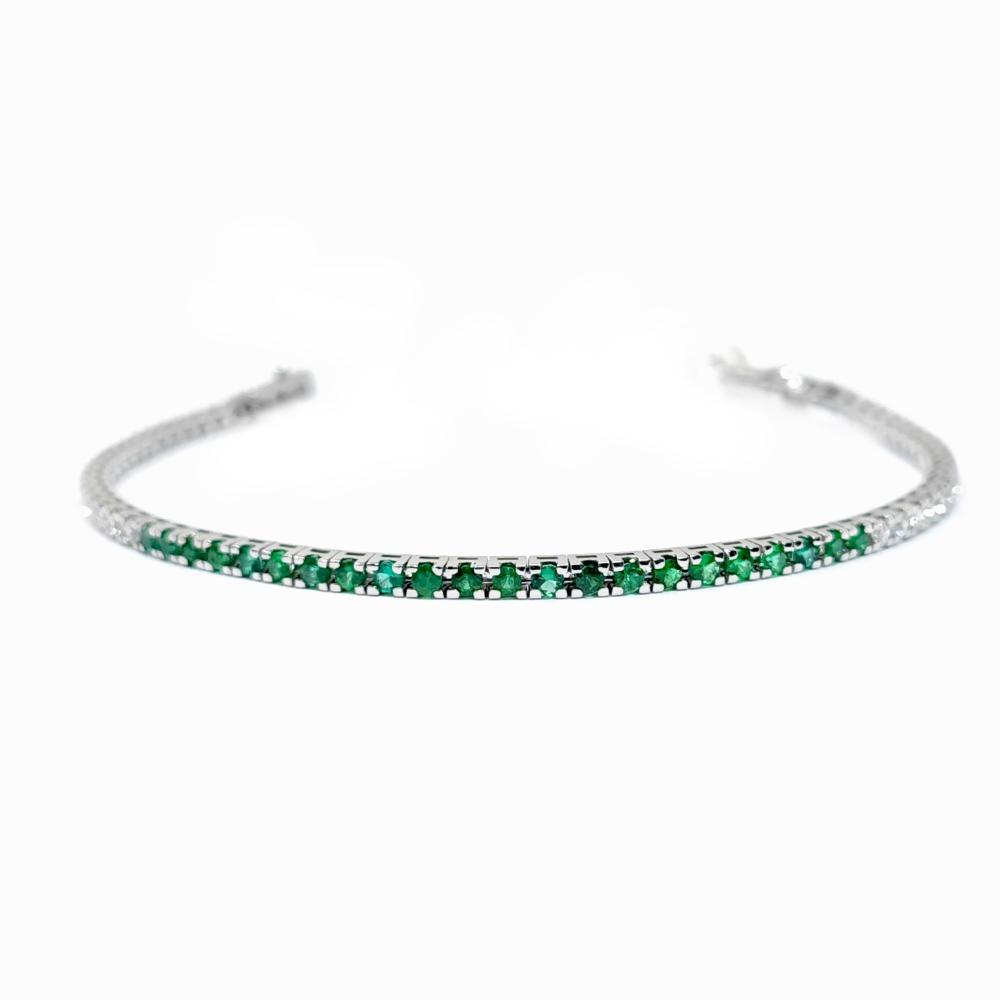Bracciale Tennis con Diamanti Bianchi CT 1.76 e Smeraldi CT 0.88