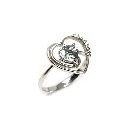 Anello Cuore con Acquamarina CT 0.80 e Diamanti CT 0.05