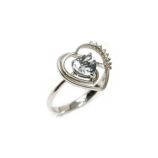 Anello Cuore con Acquamarina CT 0.80 e Diamanti CT 0.05