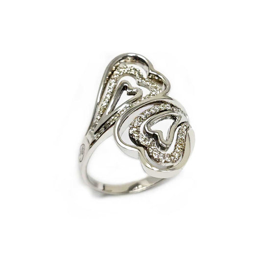 Anello Cuori Stilizzati con Diamanti CT 0.38