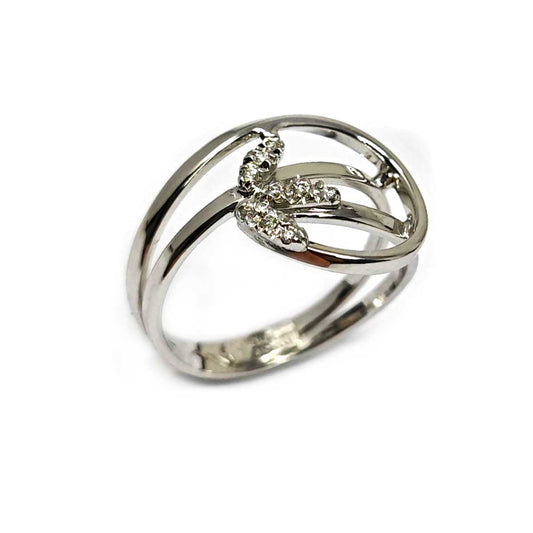 Anello Stilizzato con 9 Diamanti CT 0.07