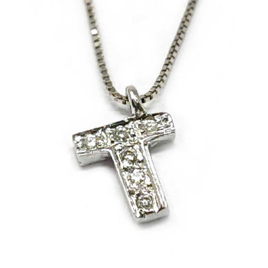 Pendente Lettera T con Diamanti CT. 0.05