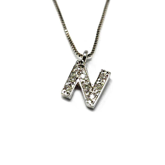 Pendente Lettera N con Diamanti CT. 0.05
