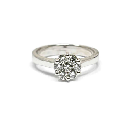Anello Rosetta Battuta con 7 Diamanti CT 0.25