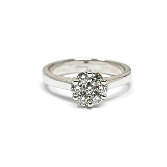 Anello Rosetta Battuta con Diamanti CT 0.46