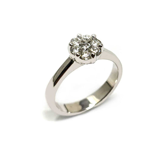 Anello Rosetta Battuta con Diamanti CT 0.46