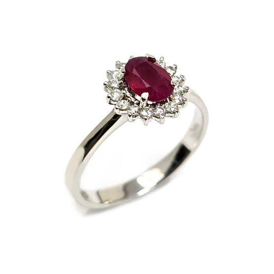 Anello con Rubino CT 1.00 e Diamanti CT 0.28