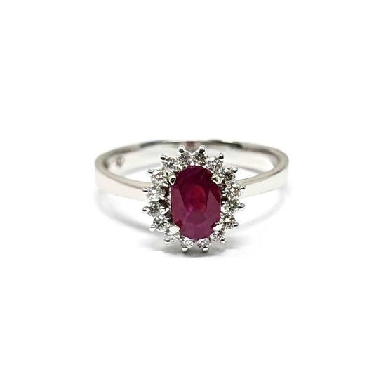 Anello con Rubino CT 1.00 e Diamanti CT 0.28